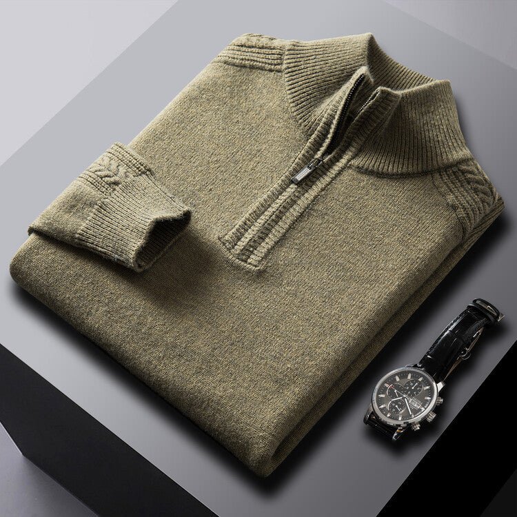 Men's Zipper High Neck Thickened Woolen Sweater - PratSN