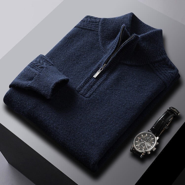 Men's Zipper High Neck Thickened Woolen Sweater - PratSN
