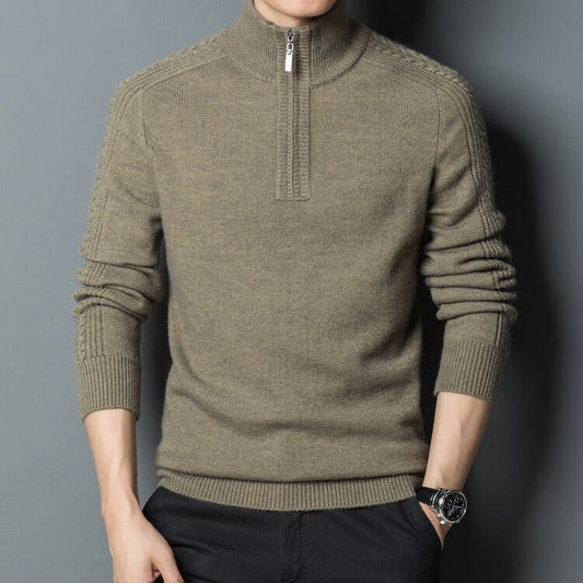 Men's Zipper High Neck Thickened Woolen Sweater - PratSN