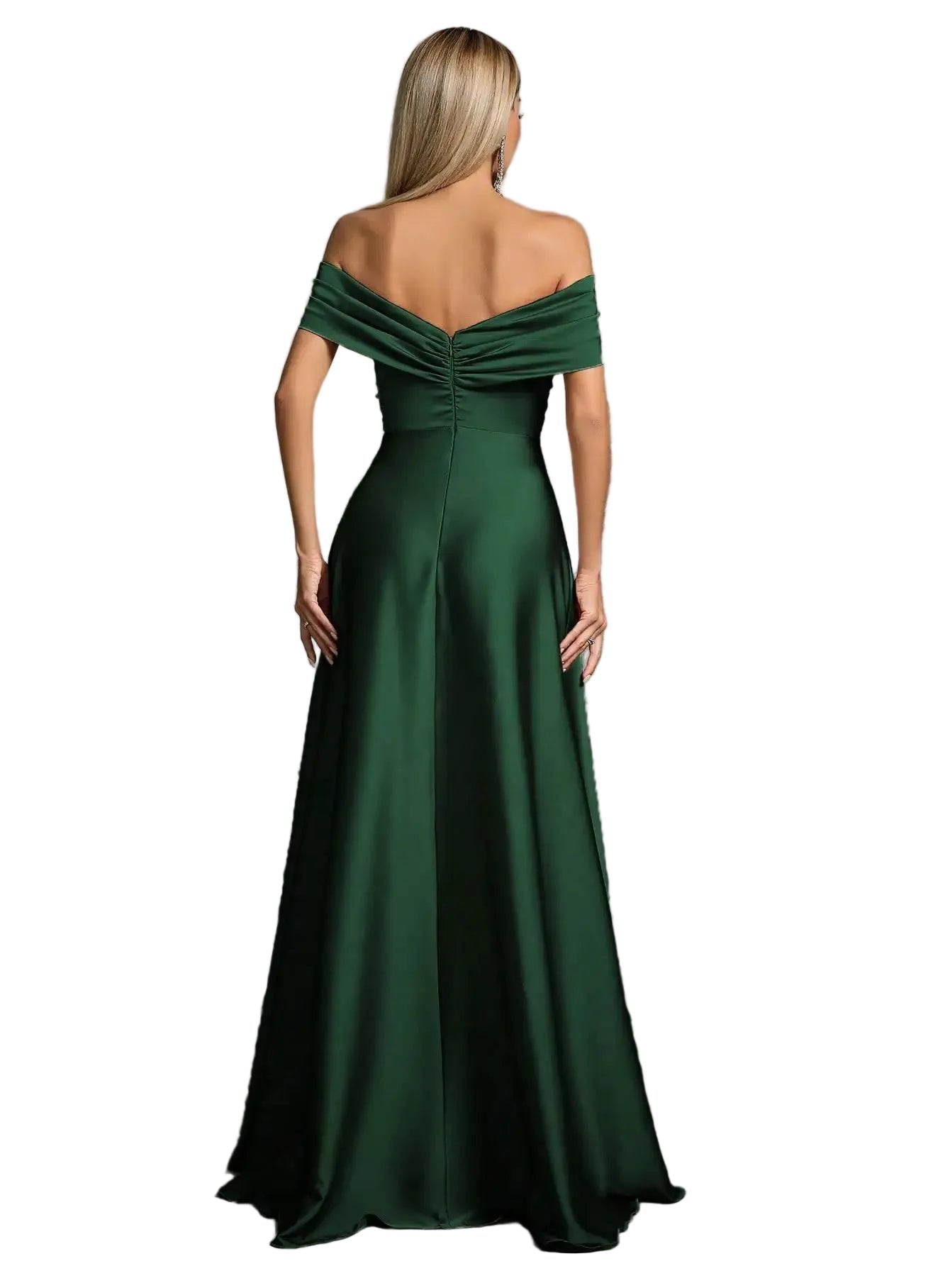 Mgiacy Line neck irregular cross pleated satin gown ball dress Party dress bridesmaid dress - PratSN