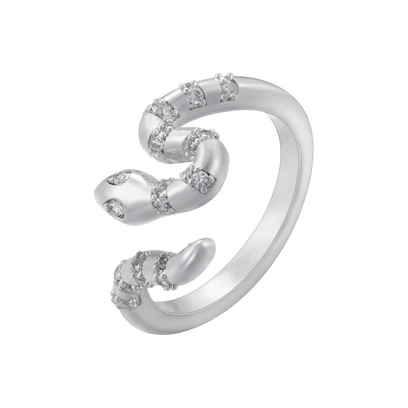 Micro Inlay Colorful Crystals Snake Ring - PratSN