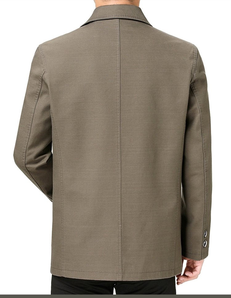 Middle - Aged and Elderly Men Jacket Spring and Autumn Polo Collar Pure Cotton Breathable Coat Casual Loose Plus Size Dad Wear Middle - Aged People's Coat - PratSN
