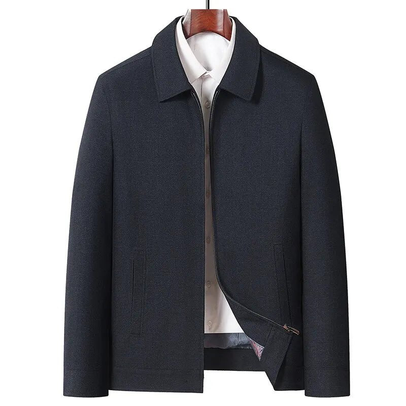 Middle - aged men's spring and autumn jacket business casual dad suit middle - aged and elderly lapel zipper top coat - PratSN