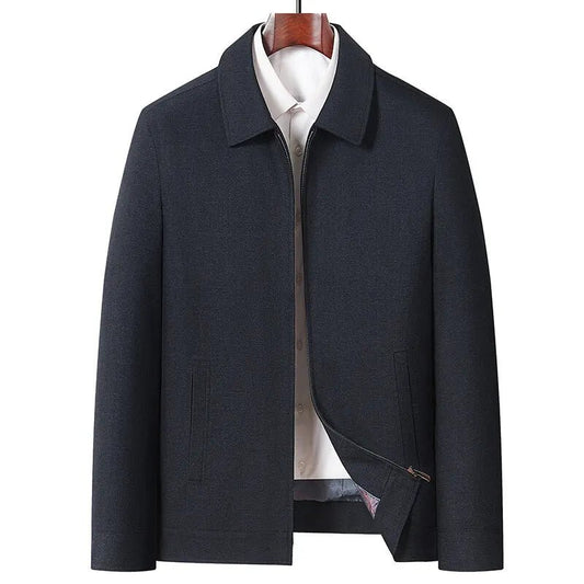 Middle - aged men's spring and autumn jacket business casual dad suit middle - aged and elderly lapel zipper top coat - PratSN