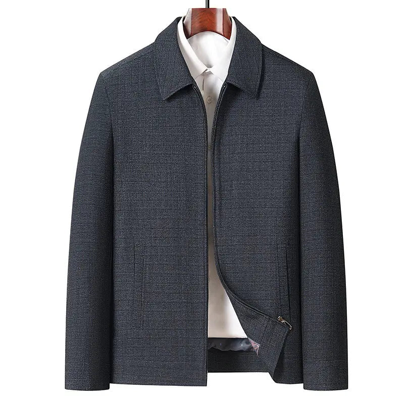 Middle - aged men's spring and autumn jacket business casual dad suit middle - aged and elderly lapel zipper top coat - PratSN