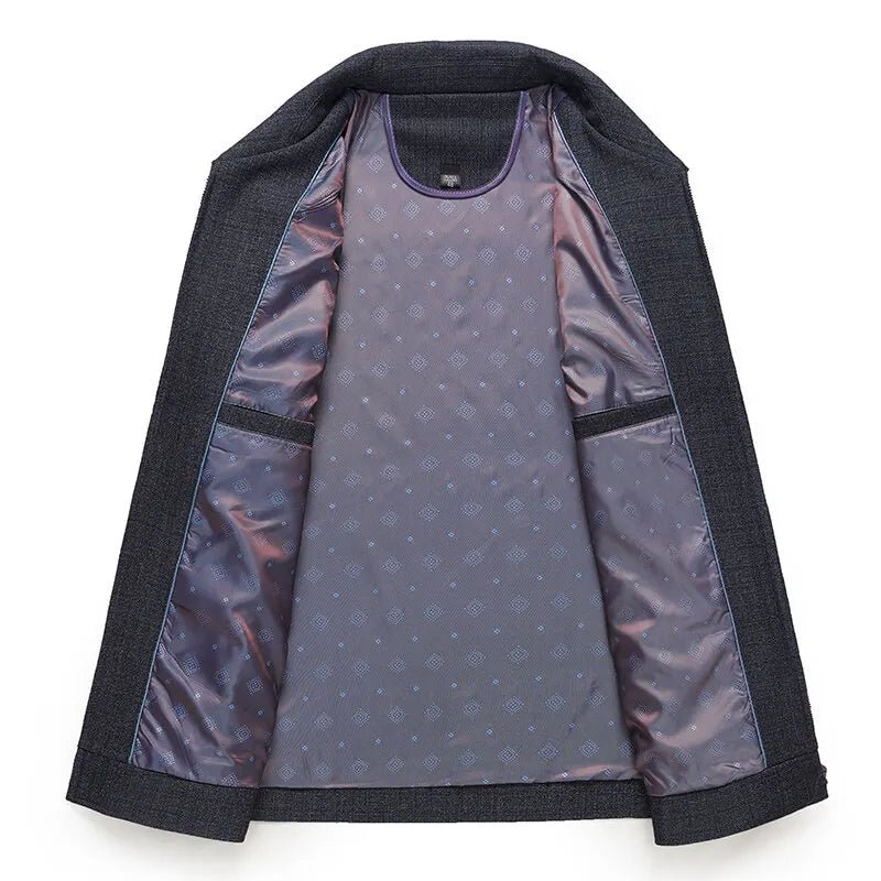 Middle - aged men's spring and autumn jacket business casual dad suit middle - aged and elderly lapel zipper top coat - PratSN