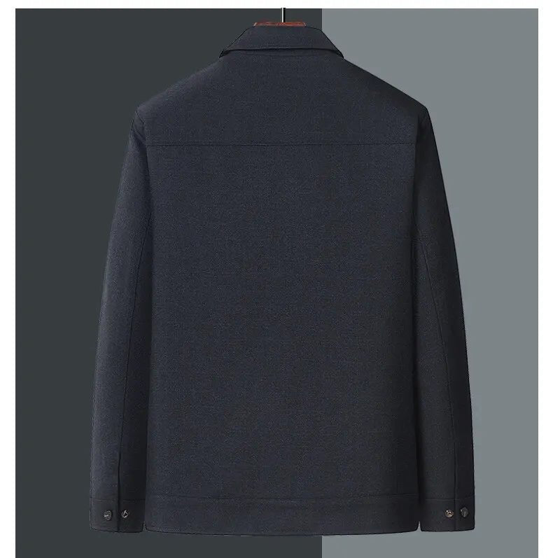 Middle - aged men's spring and autumn jacket business casual dad suit middle - aged and elderly lapel zipper top coat - PratSN