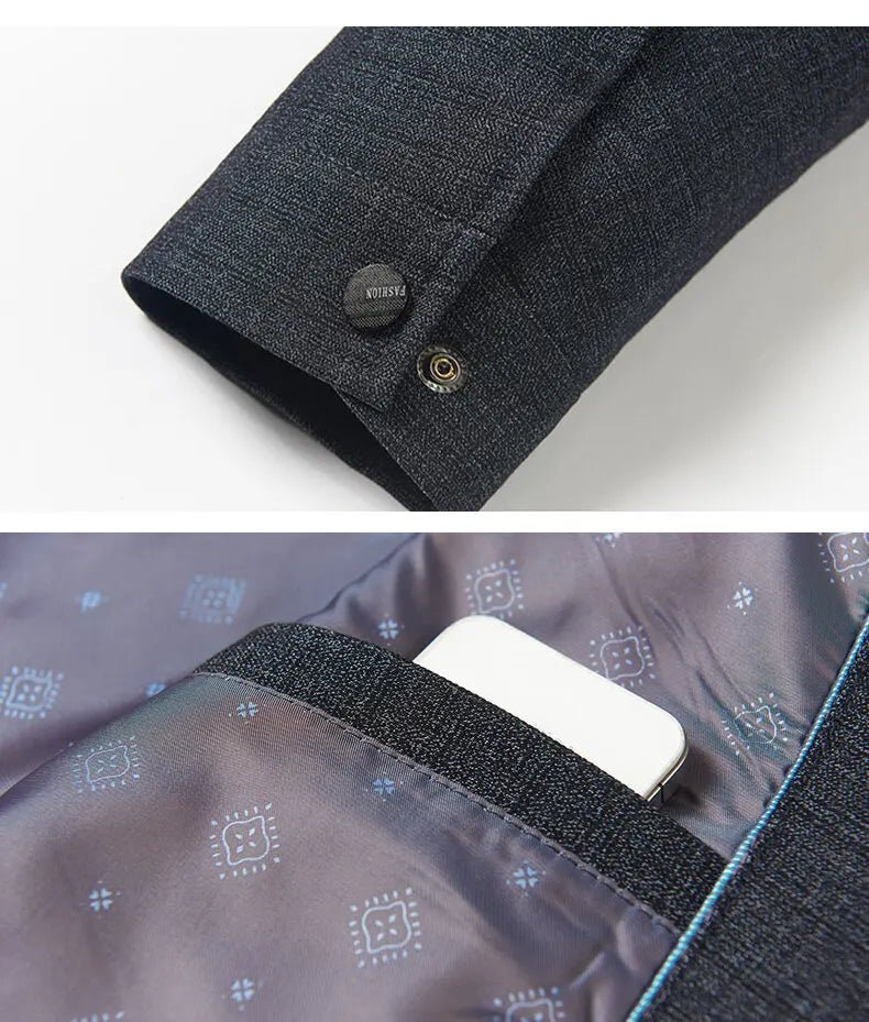 Middle - aged men's spring and autumn jacket business casual dad suit middle - aged and elderly lapel zipper top coat - PratSN