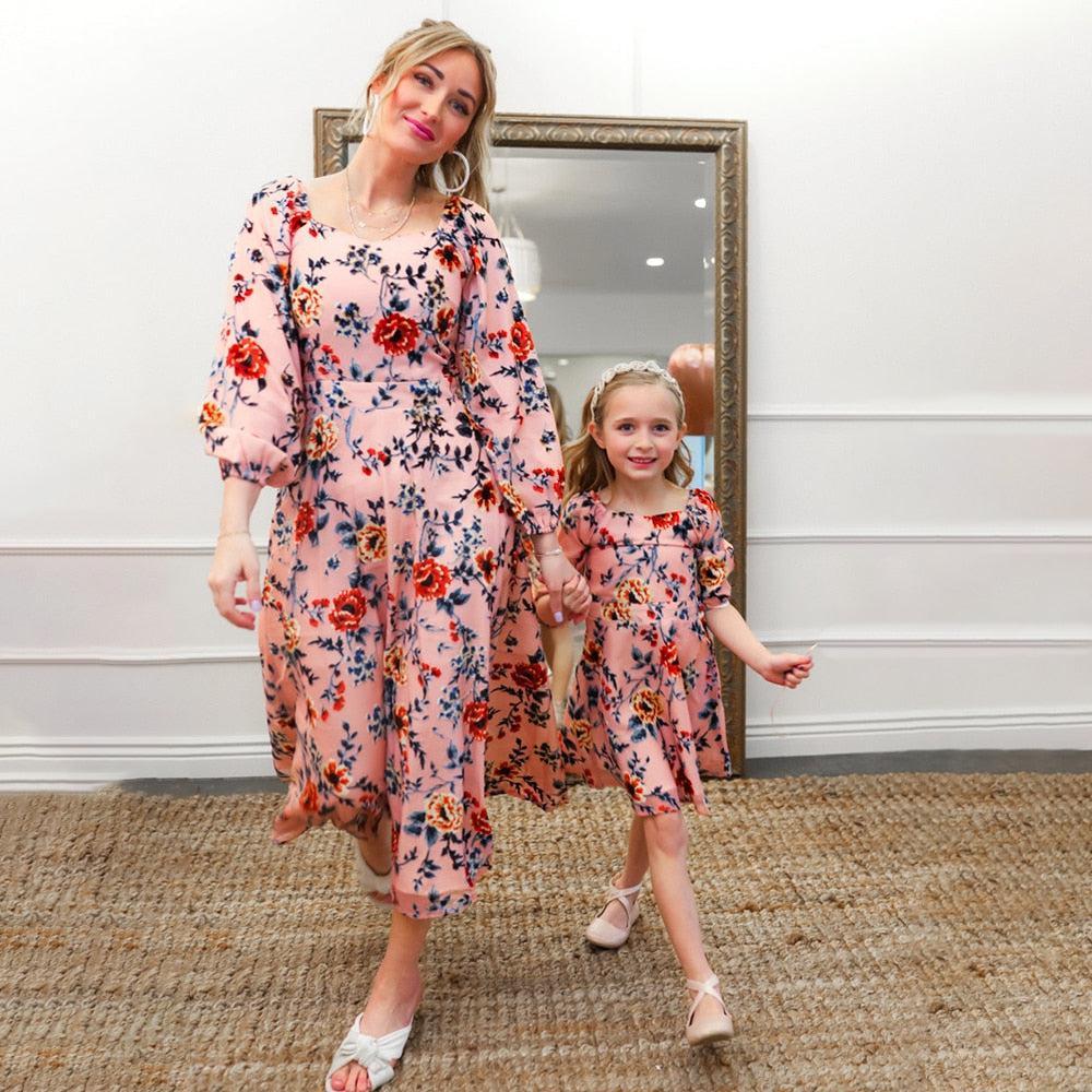 Mother And Daughter Floral Print Dress - PratSN