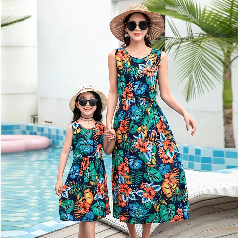 Mother And Daughter Vacation Beach Vest Long Skirt - PratSN