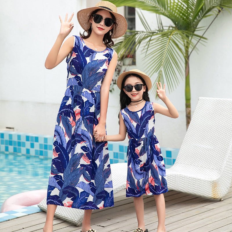 Mother And Daughter Vacation Beach Vest Long Skirt - PratSN