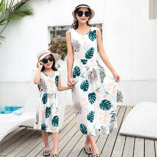 Mother And Daughter Vacation Beach Vest Long Skirt - PratSN