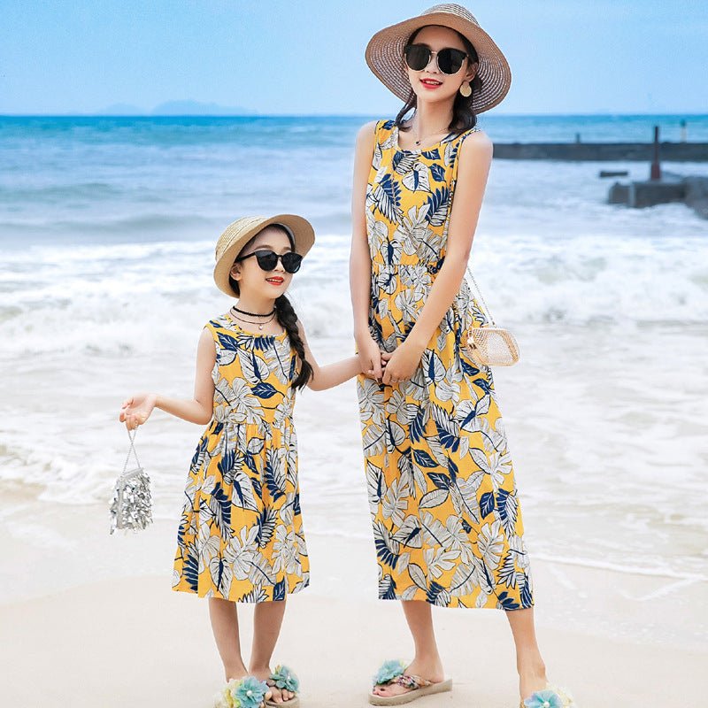 Mother And Daughter Vacation Beach Vest Long Skirt - PratSN