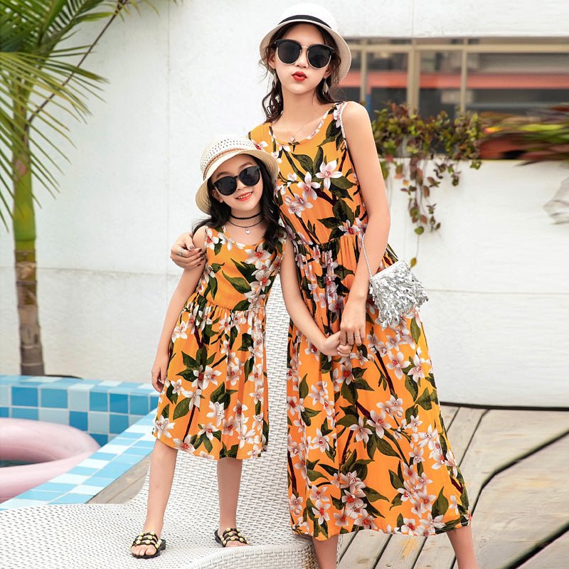 Mother And Daughter Vacation Beach Vest Long Skirt - PratSN