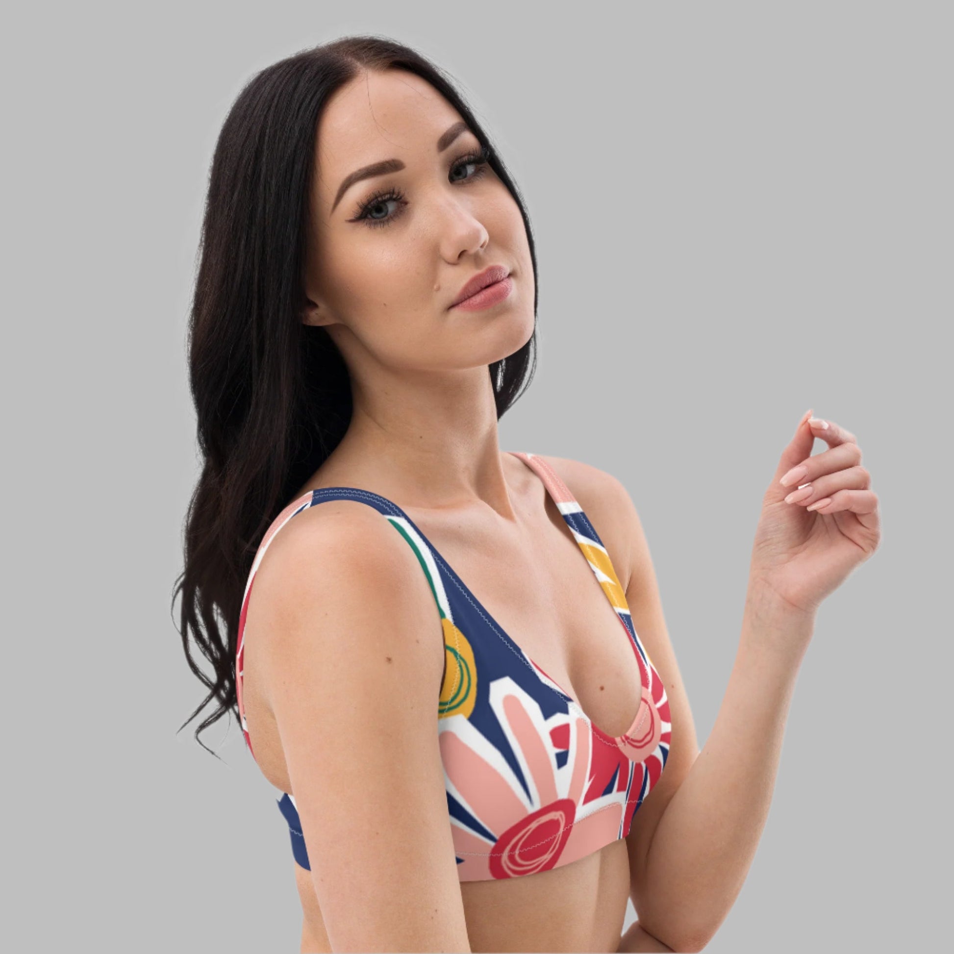 Multicolor Floral Padded Bikini Top & Beach Dress | Swimsuit Top for Beach Lovers - PratSN