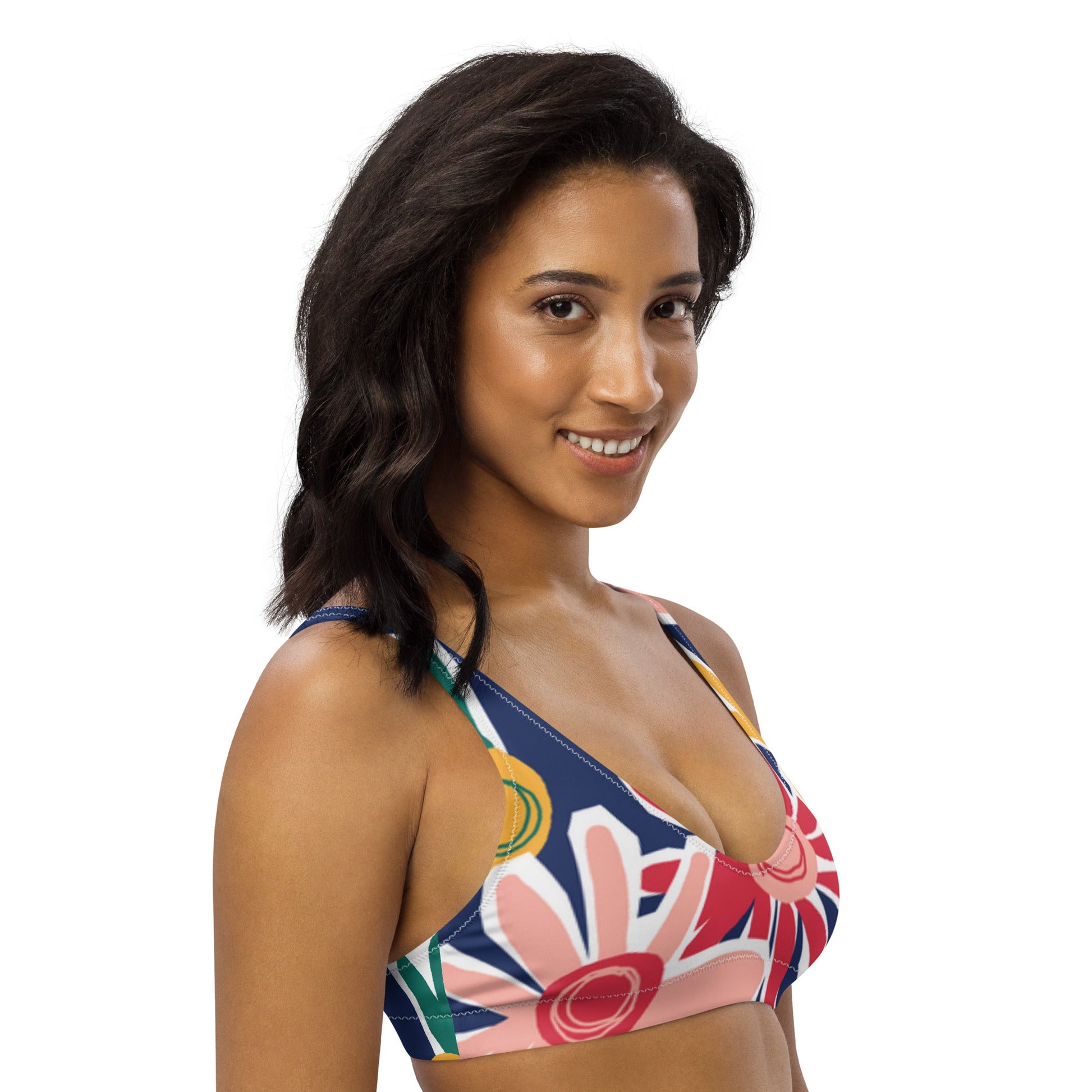 Multicolor Floral Padded Bikini Top & Beach Dress | Swimsuit Top for Beach Lovers - PratSN