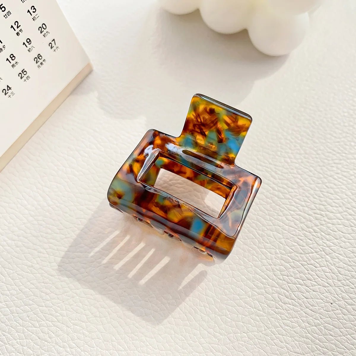Muweordy Fashion Acetate Hollow Square Hair Claws Crab Hair Clips Marble Print Ponytail Shark Clip Barrettes Hair Accessories - PratSN