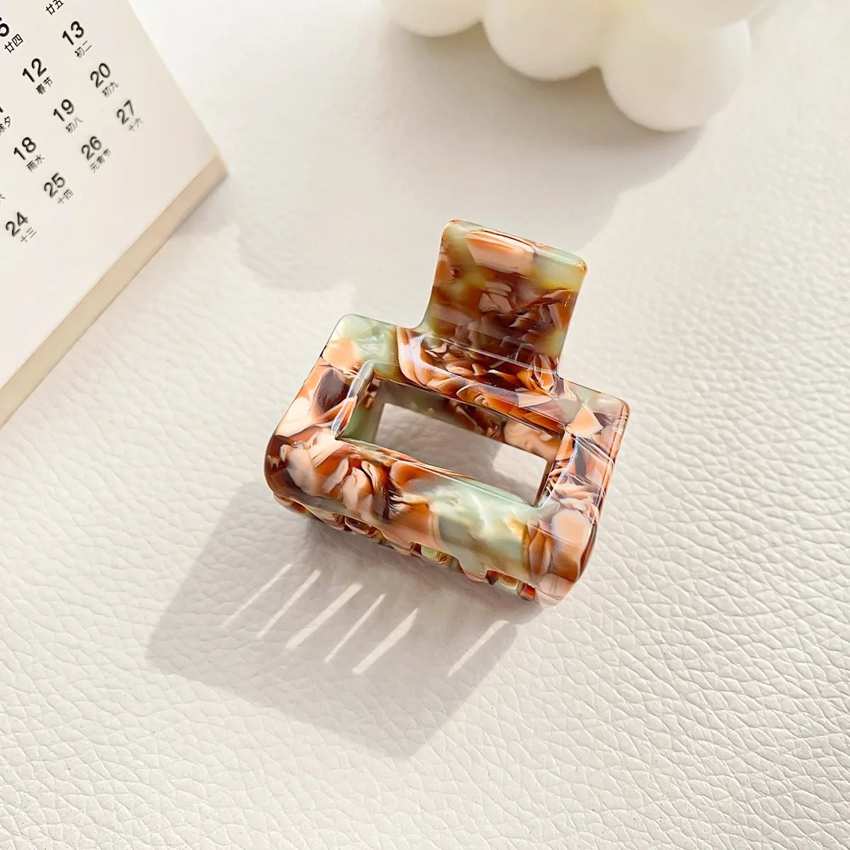 Muweordy Fashion Acetate Hollow Square Hair Claws Crab Hair Clips Marble Print Ponytail Shark Clip Barrettes Hair Accessories - PratSN