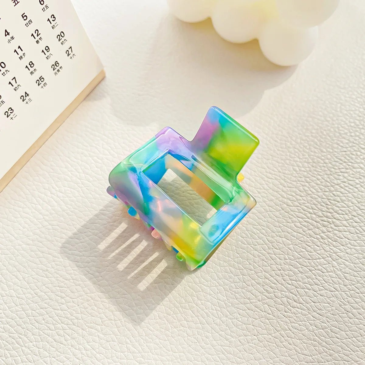 Muweordy Fashion Acetate Hollow Square Hair Claws Crab Hair Clips Marble Print Ponytail Shark Clip Barrettes Hair Accessories - PratSN