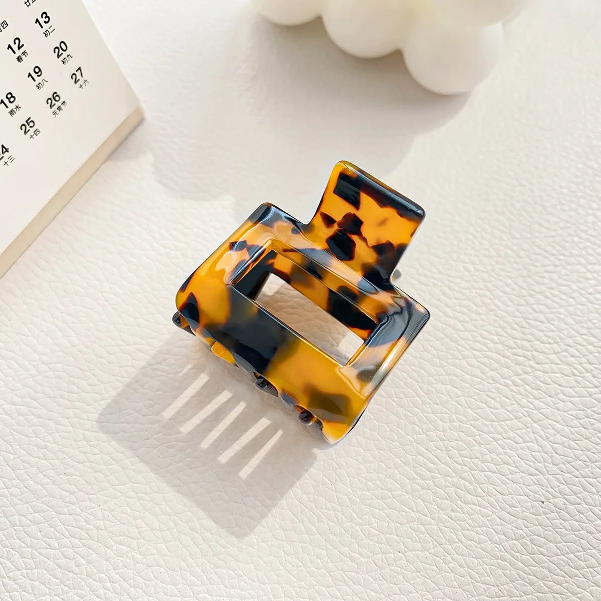 Muweordy Fashion Acetate Hollow Square Hair Claws Crab Hair Clips Marble Print Ponytail Shark Clip Barrettes Hair Accessories - PratSN