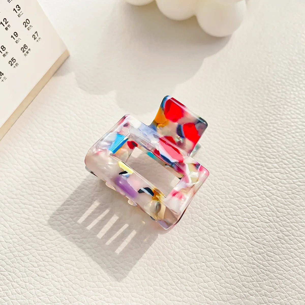 Muweordy Fashion Acetate Hollow Square Hair Claws Crab Hair Clips Marble Print Ponytail Shark Clip Barrettes Hair Accessories - PratSN
