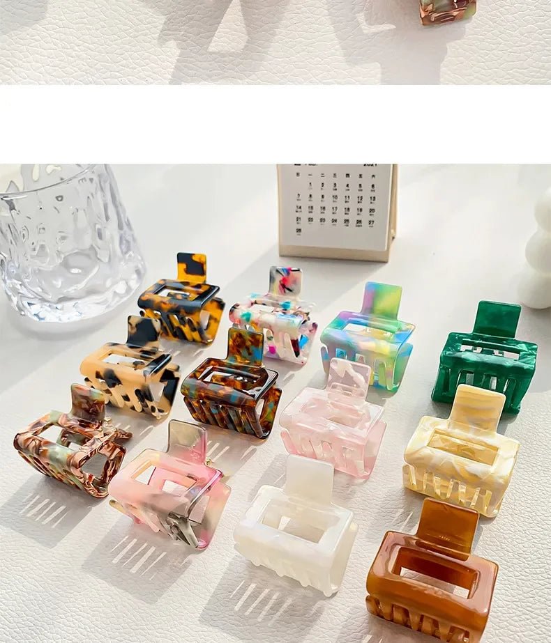 Muweordy Fashion Acetate Hollow Square Hair Claws Crab Hair Clips Marble Print Ponytail Shark Clip Barrettes Hair Accessories - PratSN