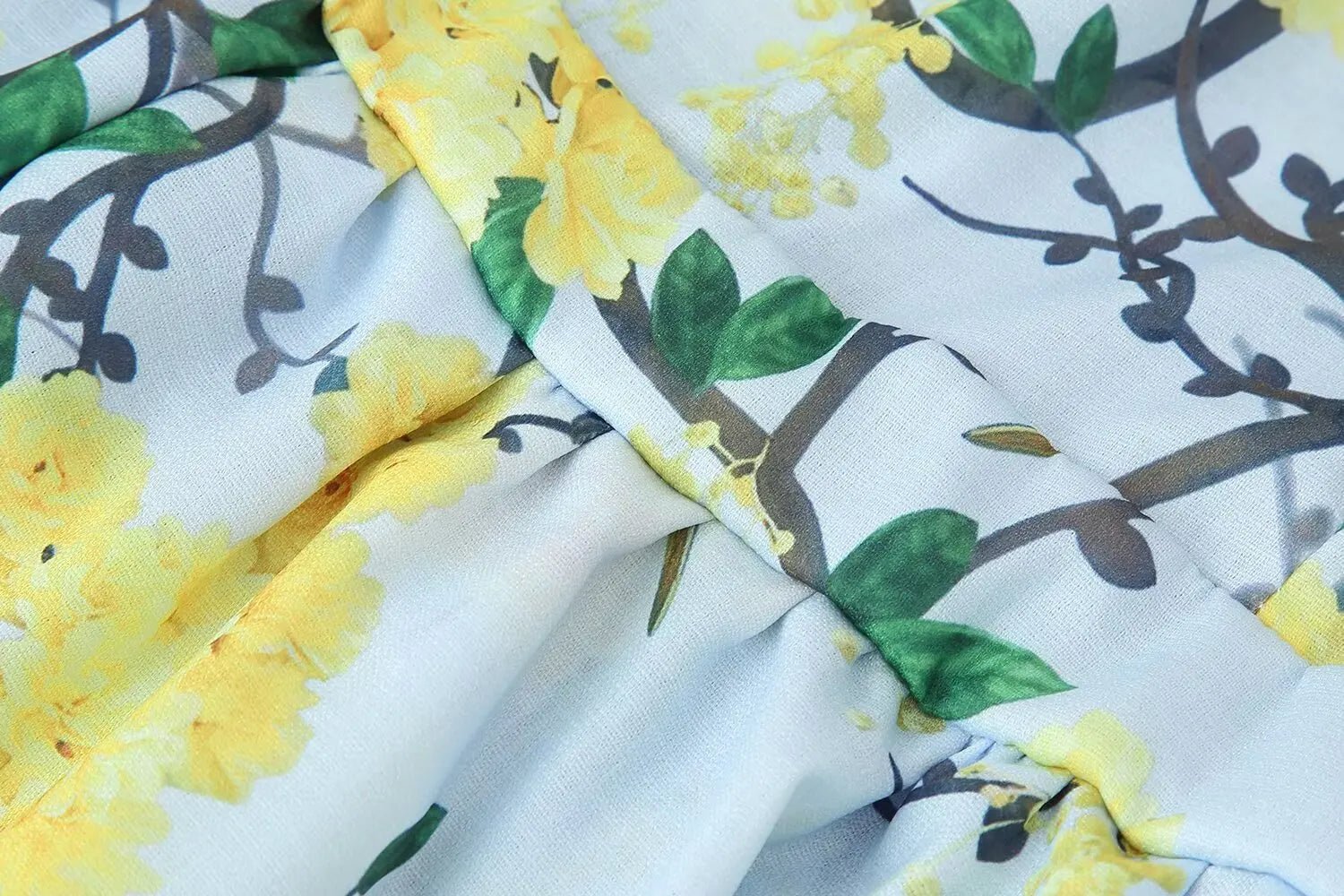 MYST&ZA Women's Clothing 2025 Summer New Fashion Holiday Style Linen Print V - neck Lantern Sleeve Short Dress - PratSN
