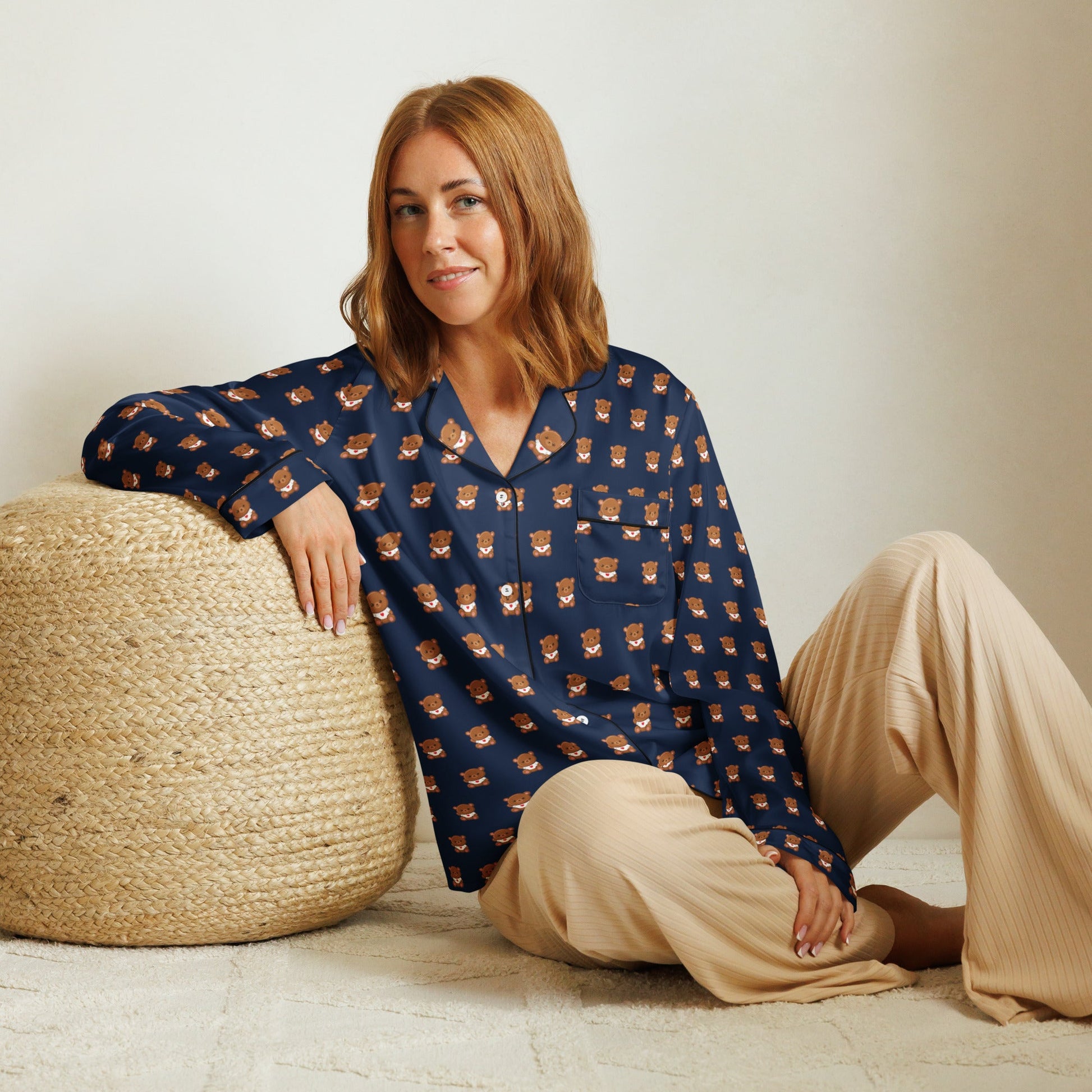 Navy color Women’s long sleeve pajama top - PratSN