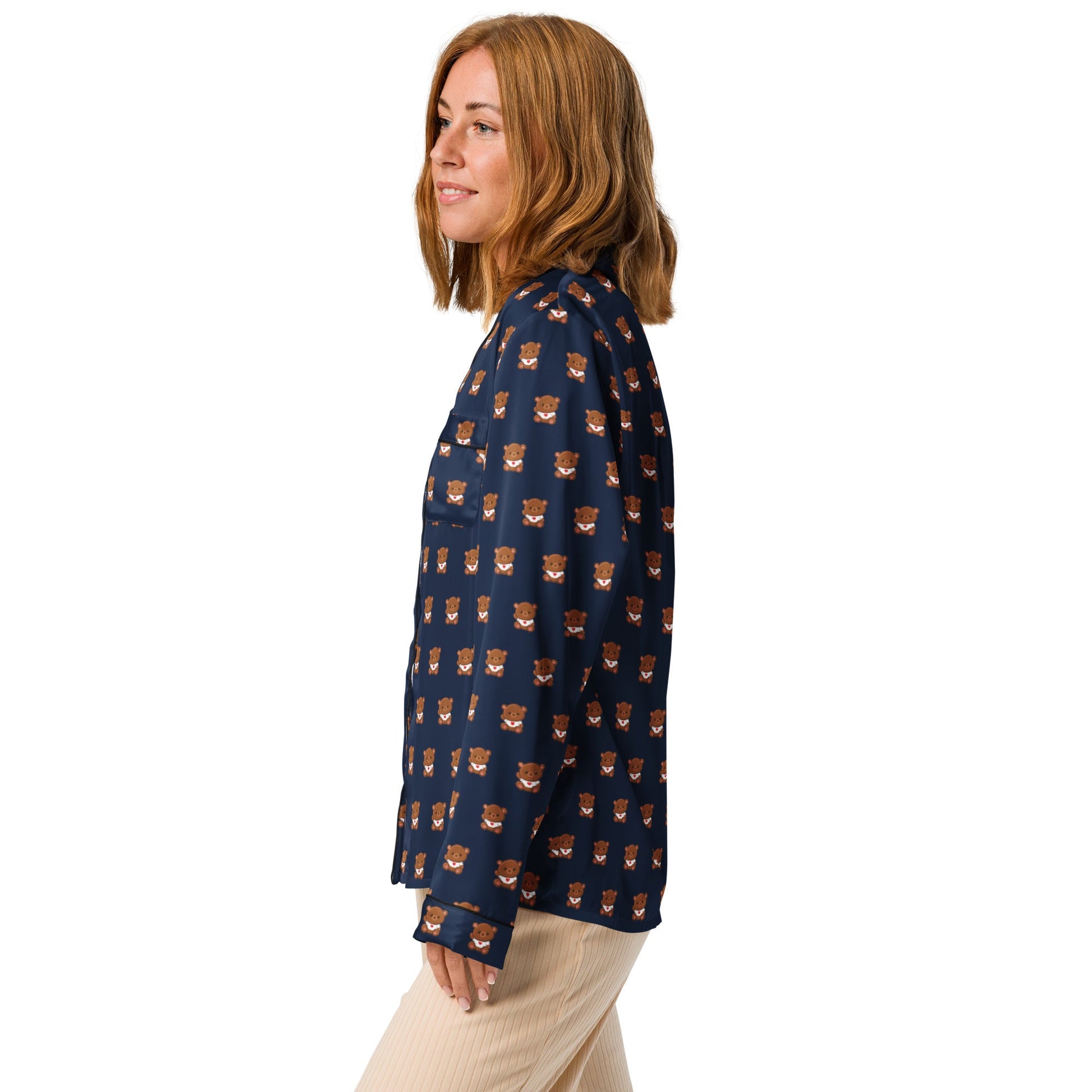 Navy color Women’s long sleeve pajama top - PratSN