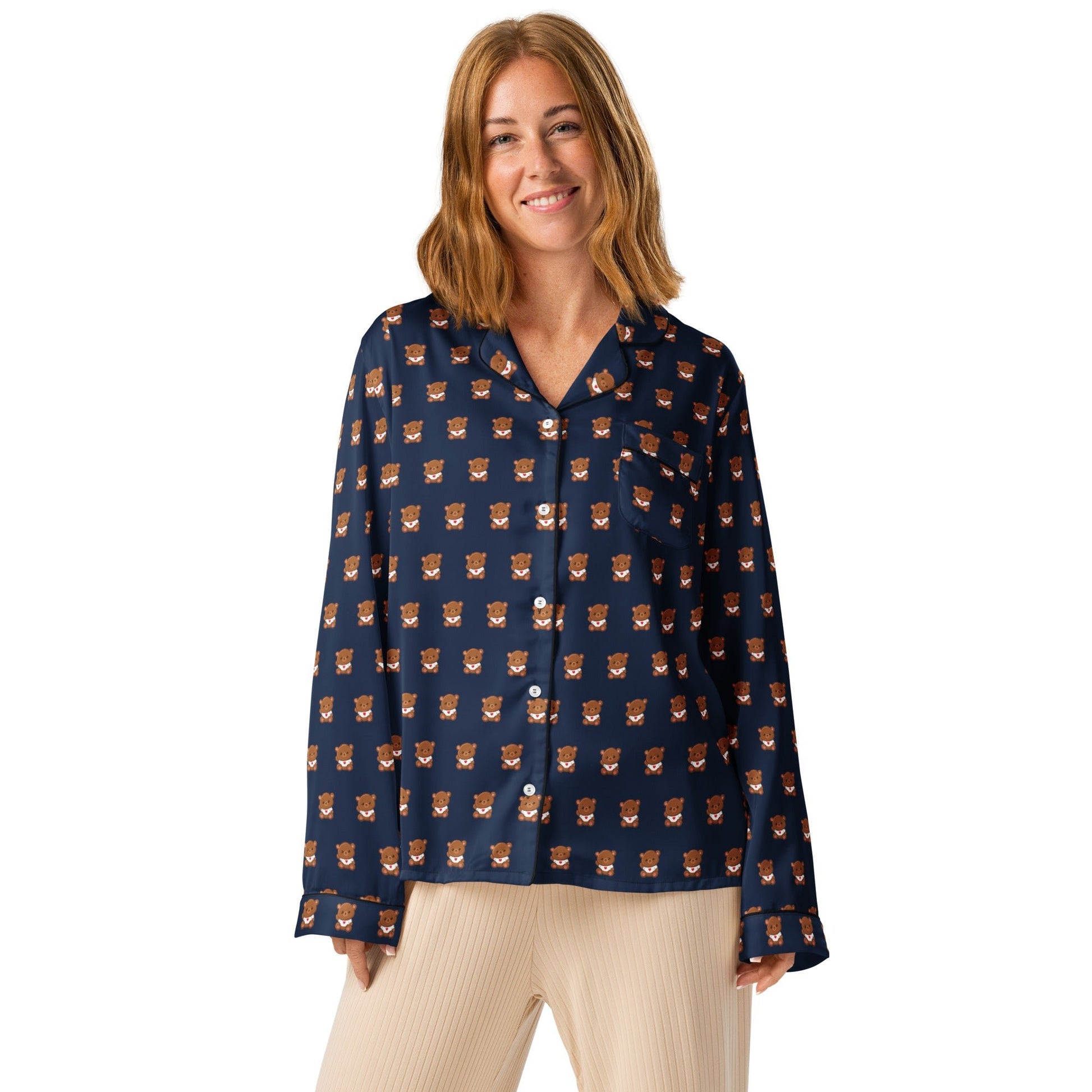 Navy color Women’s long sleeve pajama top - PratSN