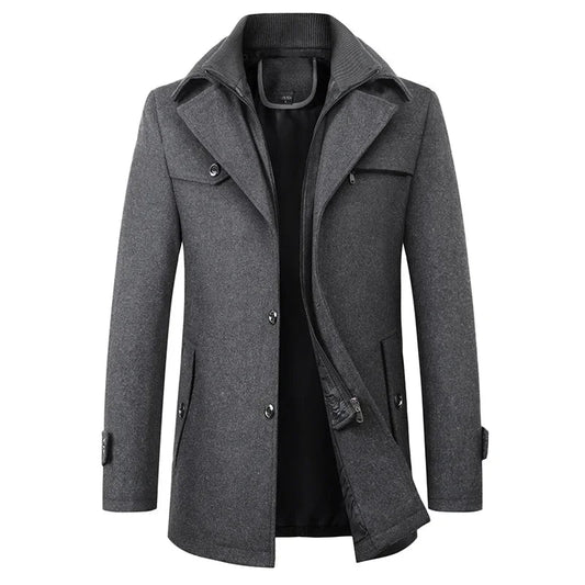 New 2025 Woolen Coat Men's Business Casual Fashionable Thickened Warm Extra Trendy Flow Fashion Jacket - PratSN