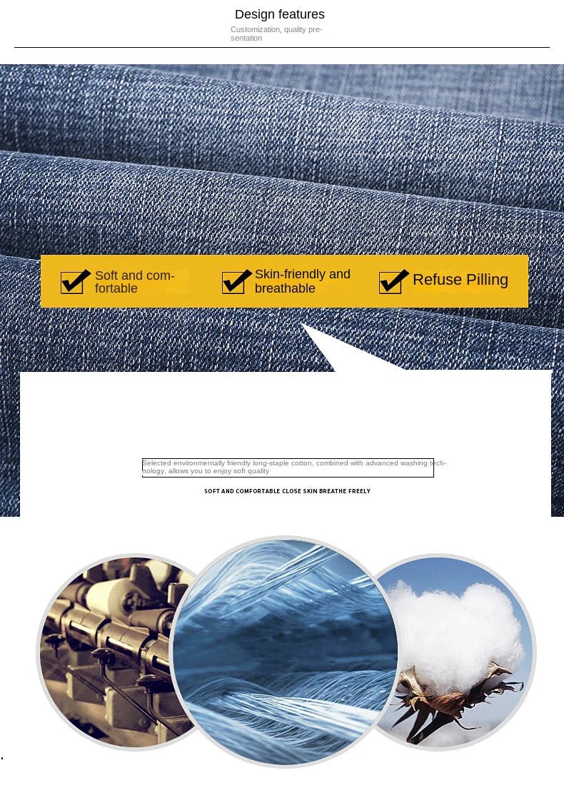 New Autumn and Winter Plus Size 40 42 44 Men Straight Loose Jeans Business Fashion Denim Stretch Pants Male Brand Trousers - PratSN