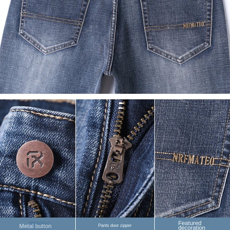 New Autumn and Winter Plus Size 40 42 44 Men Straight Loose Jeans Business Fashion Denim Stretch Pants Male Brand Trousers - PratSN