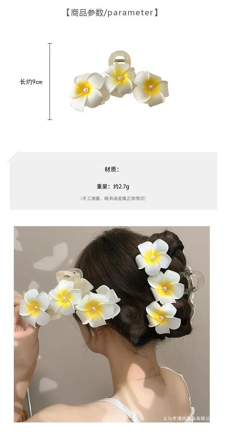 New Bohemian Yellow Flower Hair Clip Sweet Claw Hair Clip for Women Girls Spring Summer Shark Clamp Hair Accessories Заколки - PratSN