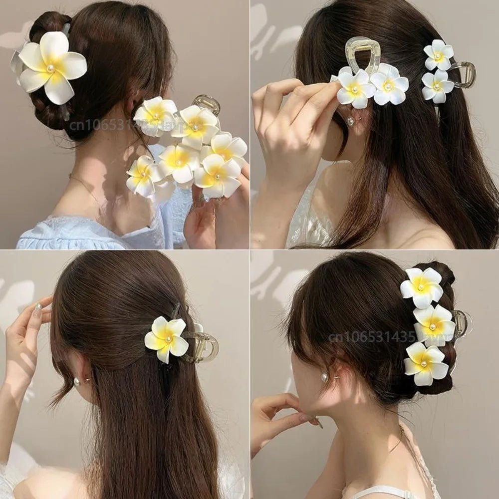 New Bohemian Yellow Flower Hair Clip Sweet Claw Hair Clip for Women Girls Spring Summer Shark Clamp Hair Accessories Заколки - PratSN