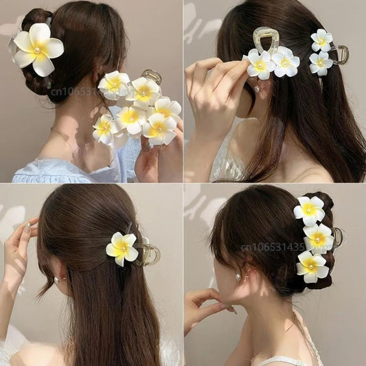 New Bohemian Yellow Flower Hair Clip Sweet Claw Hair Clip for Women Girls Spring Summer Shark Clamp Hair Accessories Заколки - PratSN