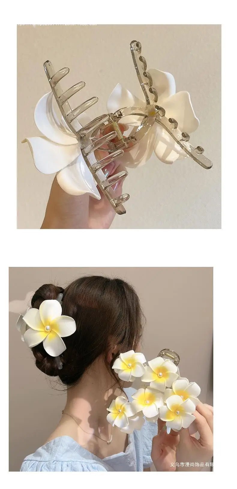 New Bohemian Yellow Flower Hair Clip Sweet Claw Hair Clip for Women Girls Spring Summer Shark Clamp Hair Accessories Заколки - PratSN