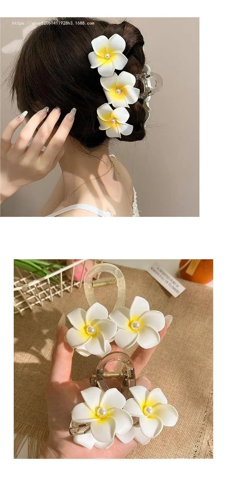 New Bohemian Yellow Flower Hair Clip Sweet Claw Hair Clip for Women Girls Spring Summer Shark Clamp Hair Accessories Заколки - PratSN