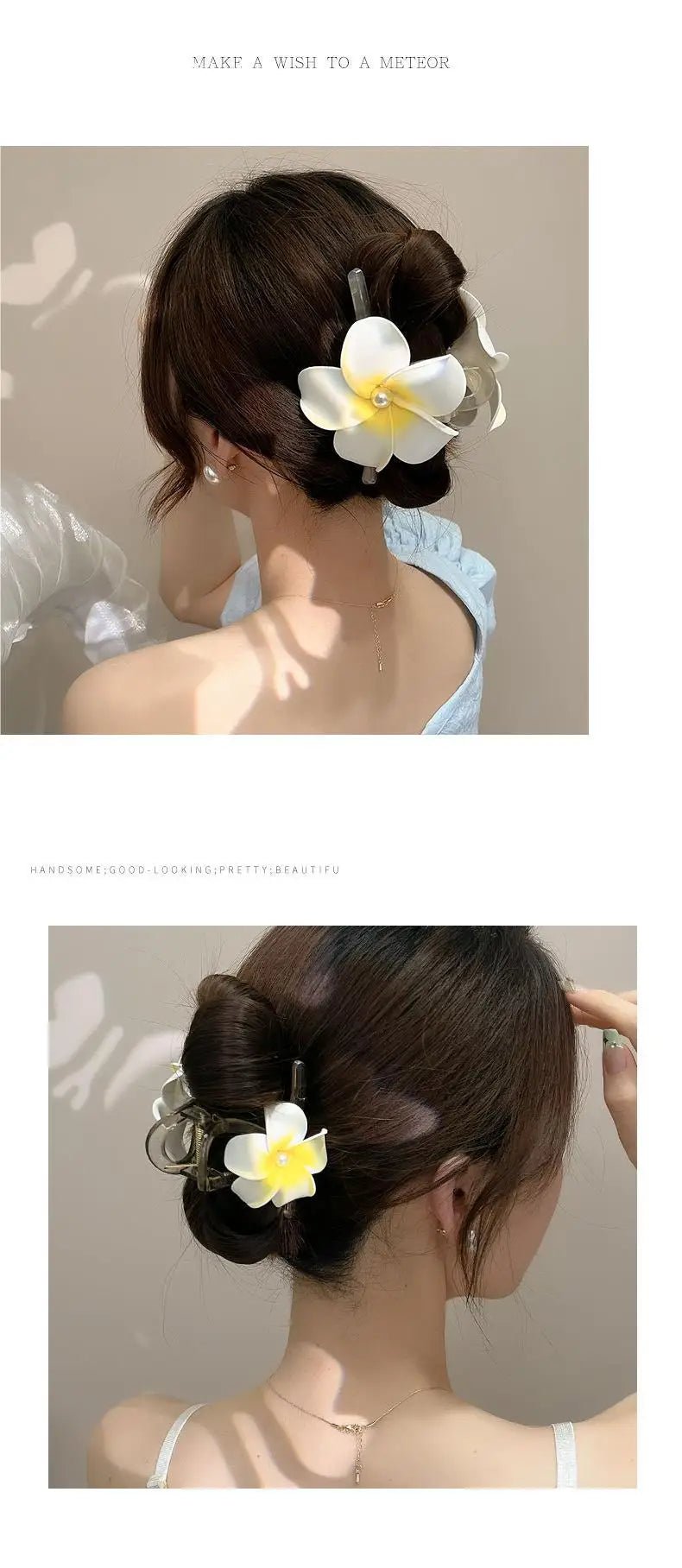 New Bohemian Yellow Flower Hair Clip Sweet Claw Hair Clip for Women Girls Spring Summer Shark Clamp Hair Accessories Заколки - PratSN