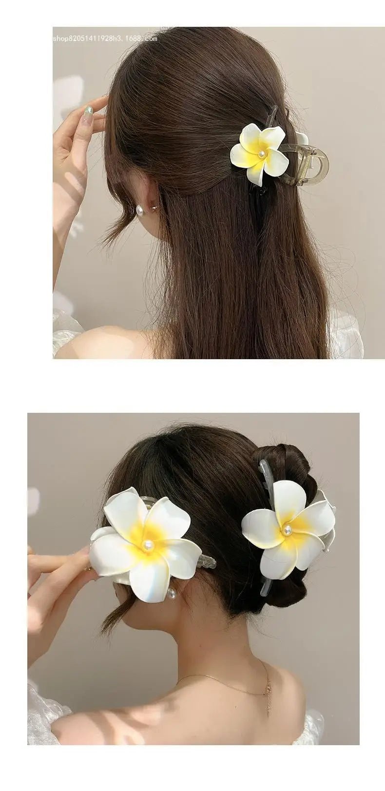 New Bohemian Yellow Flower Hair Clip Sweet Claw Hair Clip for Women Girls Spring Summer Shark Clamp Hair Accessories Заколки - PratSN