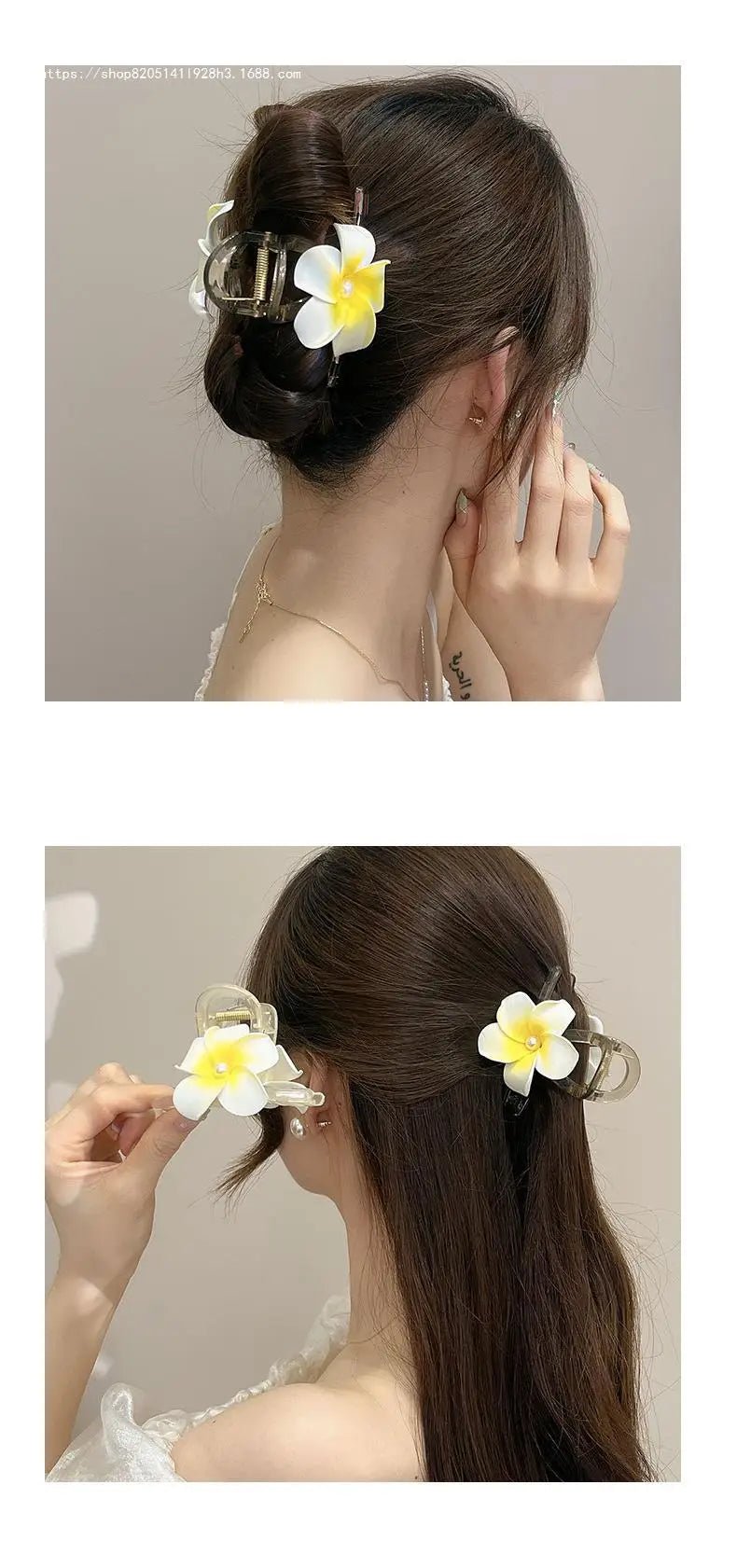 New Bohemian Yellow Flower Hair Clip Sweet Claw Hair Clip for Women Girls Spring Summer Shark Clamp Hair Accessories Заколки - PratSN