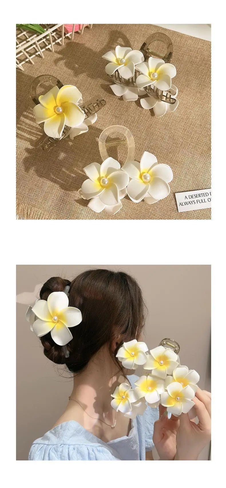 New Bohemian Yellow Flower Hair Clip Sweet Claw Hair Clip for Women Girls Spring Summer Shark Clamp Hair Accessories Заколки - PratSN