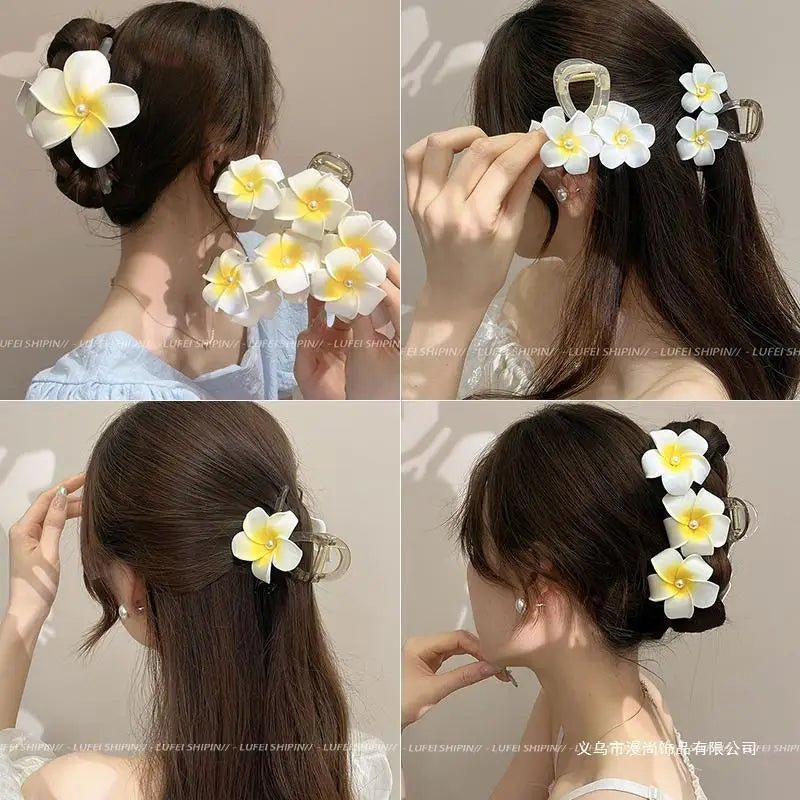 New Bohemian Yellow Flower Hair Clip Sweet Claw Hair Clip for Women Girls Spring Summer Shark Clamp Hair Accessories Заколки - PratSN