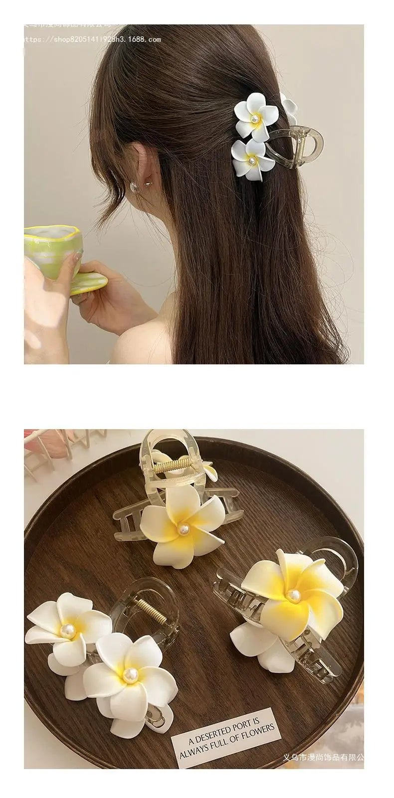 New Bohemian Yellow Flower Hair Clip Sweet Claw Hair Clip for Women Girls Spring Summer Shark Clamp Hair Accessories Заколки - PratSN