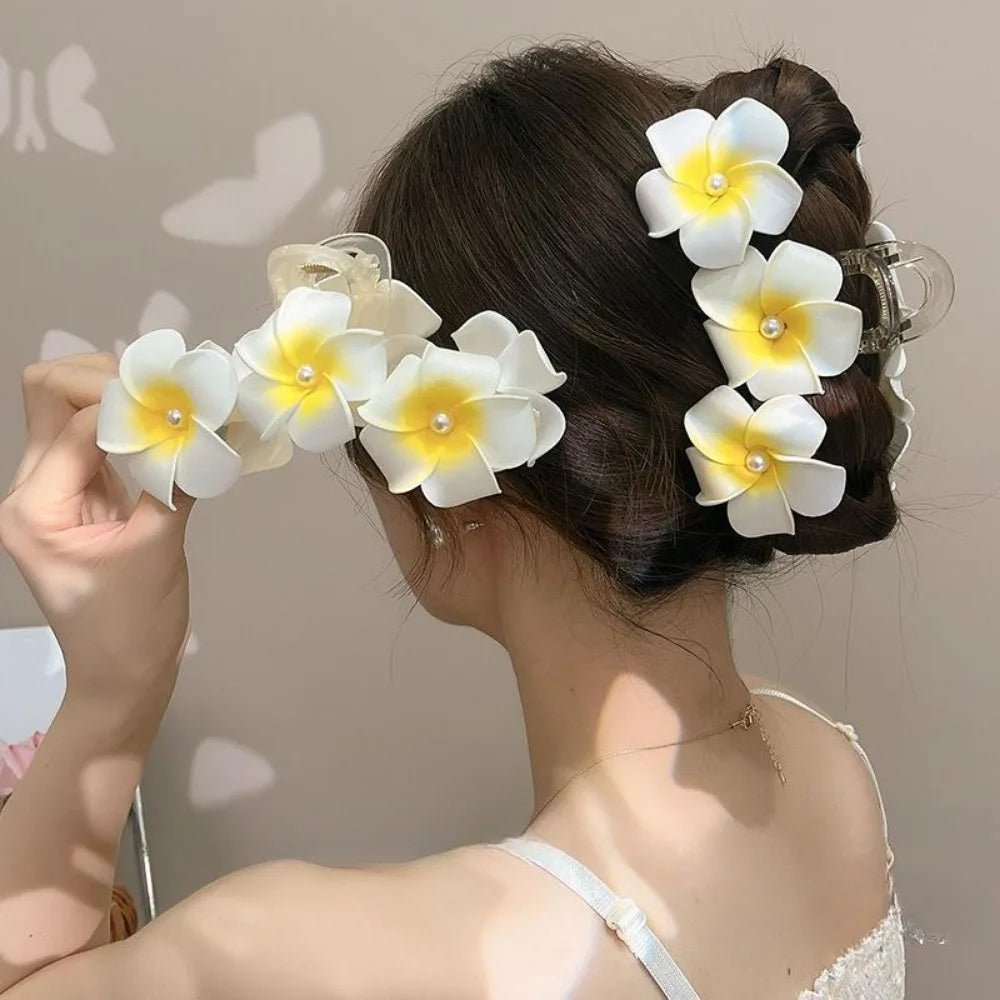 New Bohemian Yellow Flower Hair Clip Sweet Claw Hair Clip for Women Girls Spring Summer Shark Clamp Hair Accessories Заколки - PratSN