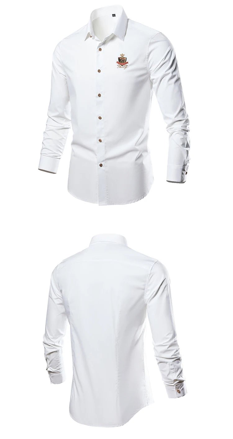 New Casual Soft Thin Mens Shirts Slim Fit Luxury Business Long Sleeve Shirt Male Lapels Outwear Streetwear - PratSN