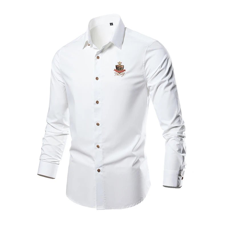 New Casual Soft Thin Mens Shirts Slim Fit Luxury Business Long Sleeve Shirt Male Lapels Outwear Streetwear - PratSN