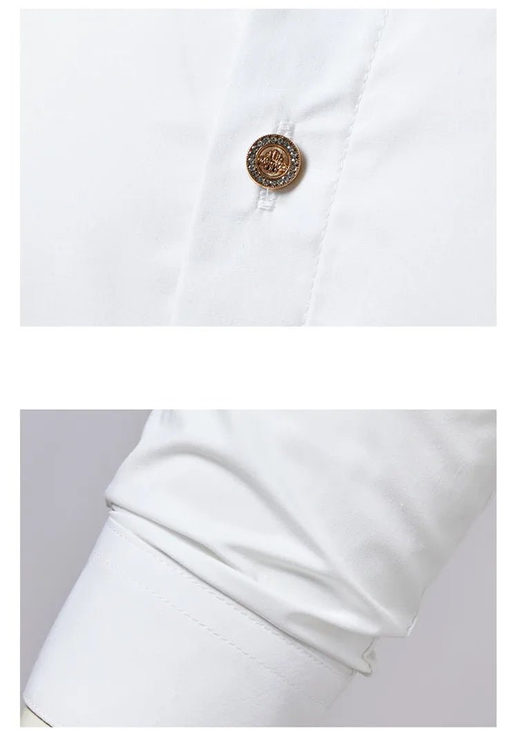 New Casual Soft Thin Mens Shirts Slim Fit Luxury Business Long Sleeve Shirt Male Lapels Outwear Streetwear - PratSN