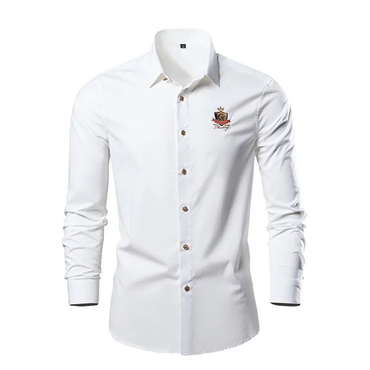 New Casual Soft Thin Mens Shirts Slim Fit Luxury Business Long Sleeve Shirt Male Lapels Outwear Streetwear - PratSN