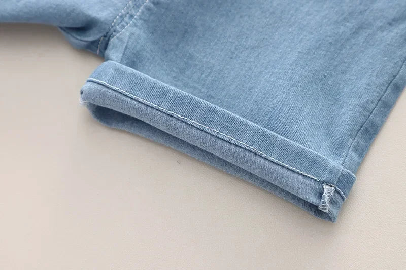 New Children Fashion Boys Denim Clothing Sets Casual Striped Shirts Shorts 2pcs Kids Outdoor Suit Toddler Suit 0 - 5 Years - PratSN